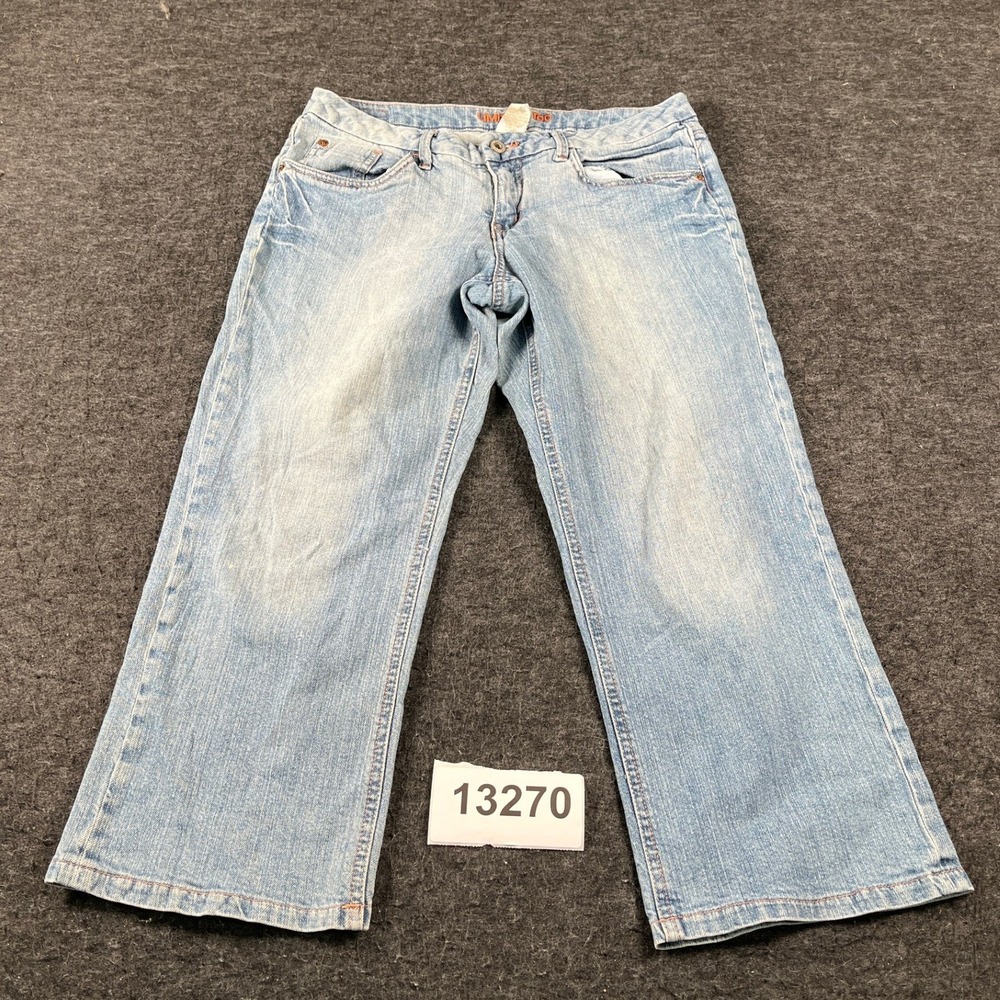 Limited Too Jeans Womens 14 1/2 Blue Denim Cotton Stretch Super Low Wide Leg